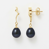 Boucles d'Oreilles TAHORA | Or Jaune & Perles de Culture Black Tahiti