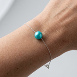 Bracelet Chaîne Forçat - Perle de Culture Bleu Turquoise
