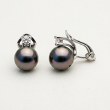 Boucle d'Oreilles -Perles de Tahiti- Ovale Diamètre 8-9 mm- Argent