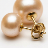 Boucle d'Oreilles Bouton AYA | Or Jaune & Perles de Culture Roses