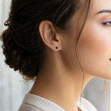 Boucle d'Oreilles Bouton AYA | Argent & Perles de Culture Black Tahiti 5/6mm