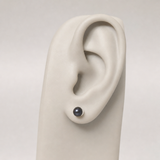 Boucle d'Oreilles Bouton AYA | Argent & Perles de Culture Black Tahiti 6/7mm