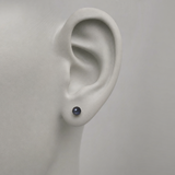 Boucle d'Oreilles Bouton AYA | Argent & Perles de Culture Black Tahiti 5/6mm