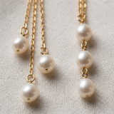 Boucles d'oreilles pendantes FAHINIA | Or Jaune & Perles de Culture Blanches