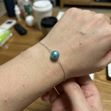 Bracelet Chaîne Forçat - Perle de Culture Bleu Turquoise