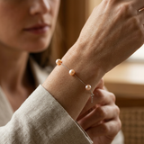 Bracelet Argent & 3 Perles de Culture Roses - 7/8mm