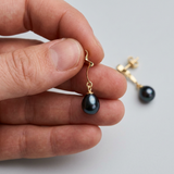 Boucles d'Oreilles TAHORA | Or Jaune & Perles de Culture Black Tahiti