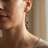 Boucles d'oreilles pendantes FAHINIA | Or Blanc & Perles de Culture Black Tahiti