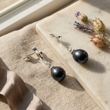 Boucles d'Oreilles TAHORA | Argent & Perles de Culture Black Tahiti