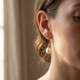 Boucles d'Oreilles TEHANI | Or Jaune & Perles de Culture Poire Roses