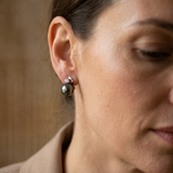 Boucle d'Oreilles -Perles de Tahiti- Ovale Diamètre 8-9 mm- Argent