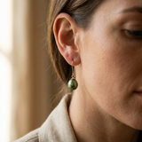 Boucles d'Oreilles TEHANI | Or Jaune & Perles de Culture Poire Vertes