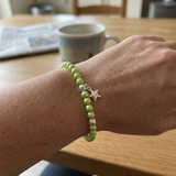 Bracelet Porte Bonheur Etoile - Perles d'Eau Douce Vertes