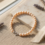 Bracelet NOELYSE | Or Blanc & Perles Roses