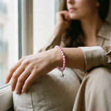 Bracelet Porte Bonheur Etoile - Perles d'Eau Douce Roses Fushia