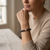 Bracelet NOELYSE | Argent & Perles Noires | 9/10 mm | Fermoir Boule