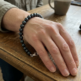 Bracelet NOELYSE | Argent & Perles Noires | 7/8 mm | Fermoir Mousqueton