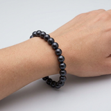 Bracelet NOELYSE | Argent & Perles Noires | 7/8 mm | Fermoir Mousqueton