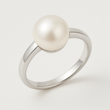 Bague ELISE | Or Blanc & Perle de Culture Blanche