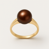Bague IRINA | Or Jaune & Perle de Culture Chocolat - 8/9mm