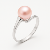 Bague SERENITY | Or Blanc & Perle de Culture Rose