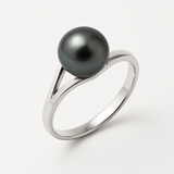 Bague SERENITY | Or Blanc & Perles de Culture Black Tahiti