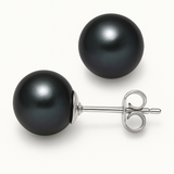 Boucle d'Oreilles Bouton AYA | Argent & Perles de Culture Black Tahiti 9/10mm
