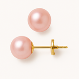 Boucle d'Oreilles Bouton AYA | Or Jaune & Perles de Culture Roses