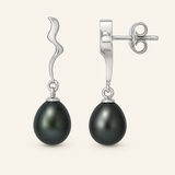 Boucles d'Oreilles TAHORA | Or Blanc & Perles de Culture Black Tahiti
