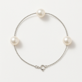 Bracelet 3 Perles de Culture- Diamètre 7-8 mm Blanc- Argent