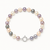Bracelet en argent 925 orné de perles multicolores 6/7 mm, fermoir anneau.