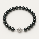 Bracelet NOELYSE | Argent & Perles Noires | 5/6 mm | Fermoir Boule