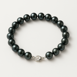 Bracelet NOELYSE | Argent & Perles Noires | 7/8 mm | Fermoir Mousqueton