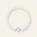 Bracelet en perles blanches 8/9 mm avec fermoir anneau en argent 925.