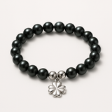 Bracelet Porte Bonheur Trêfle - Perles d'Eau Douce Black Tahiti