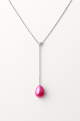 Collier Cravate | Perle de Culture Rose Fushia