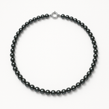 Collier NOELYSE | Argent & Perles Noires | 5/6 mm | Fermoir Anneau Marin