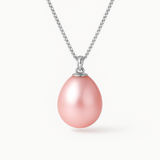 Collier Or Blanc Perles de Culture Rose 9-10 mm