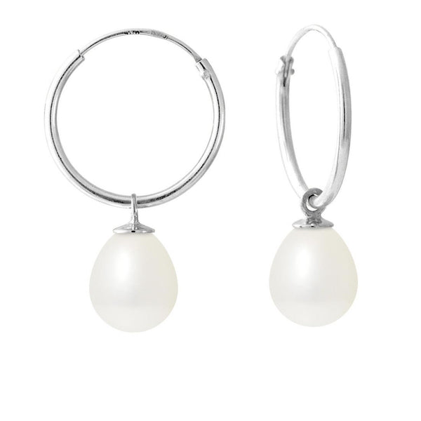 Boucles d'oreilles SERENE | Créoles en Argent et Perles de cultures Blanches