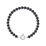 Bracelet NOELYSE | Argent & Perles Noires | 6/7 mm | Fermoir Anneau Marin