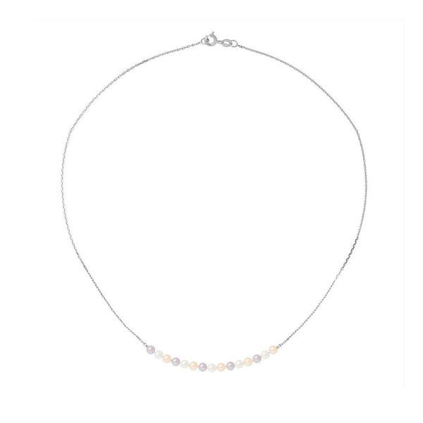 Collier TISSIA | Or Blanc & Perles de Cultures