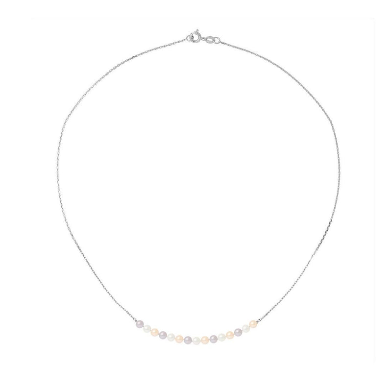 Collier TISSIA | Or Blanc & Perles de Cultures