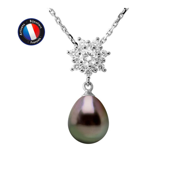 Collier ISOBELLA | Argent, Perle noire de Tahiti & Oxyde de Zirconium