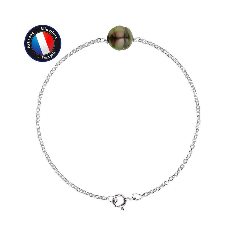 Bracelet VÉRANIA | Argent & Perle Noire de Tahiti