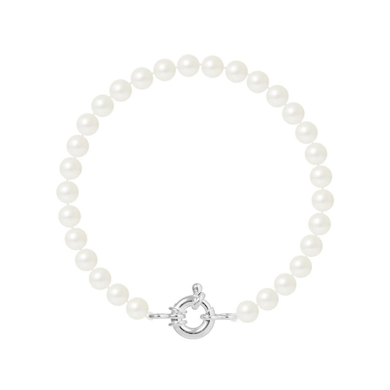 Bracelet NOELYSE | Argent & Perles Blanches | 6/7 mm | Fermoir Anneau