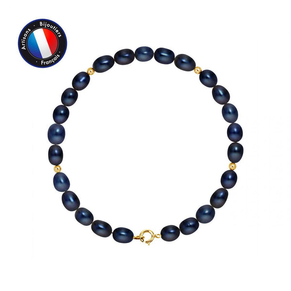 Bracelet en or avec Perles de Culture noire