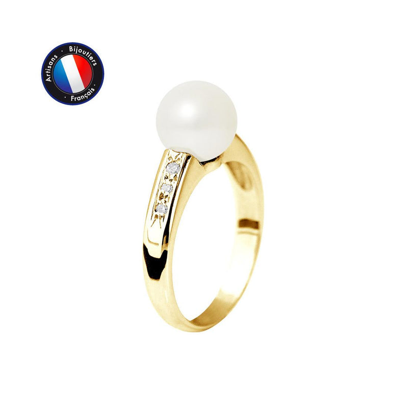 Bague ARIANE | Or Jaune, Diamants & Perle de Culture Blanche