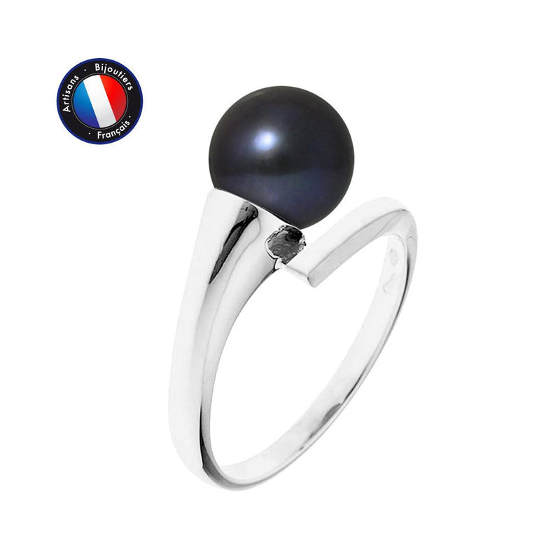 Bague SERENITY | Or Blanc & Perles de Culture Black Tahiti