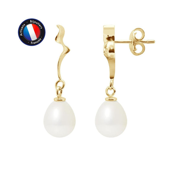 Boucles d'Oreilles TAHORA | Or Jaune & Perles de Culture Blanches