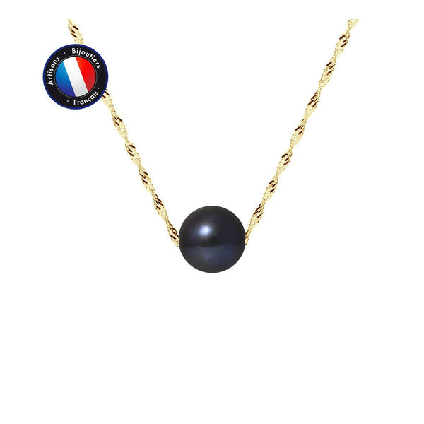 Collier- Perles de Culture 8-9 mm Black Tahiti- Or Jaune